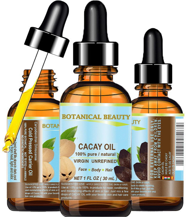Botanical Beauty Cacay Oil 100 Percent Pure Natural Virgin Unrefined Cold Pressed Carrier Oil Wild Grow 1 Fl Oz 30 Ml For Face Skin Body