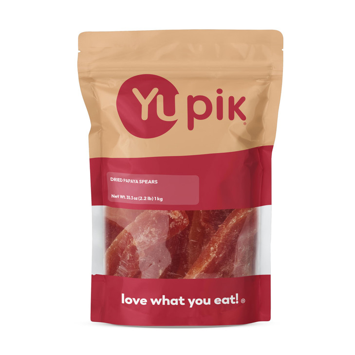Yupik Dried Papaya Spears 2.2 Lb 35.2 Oz Gluten Free Vegan Kosher Sweetened Tropical Dried Fruits Long Strips No Added Sulphites Fruity