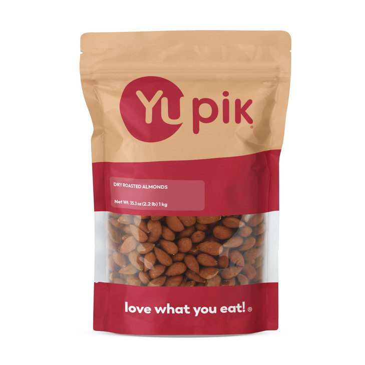 Yupik Dry Roasted Almonds 2.2 Lb 35.2 Oz Gluten Free Vegan Kosher Whole Nuts Lightly Roasted Oil Free Unsalted Crunchy Almonds Healthy