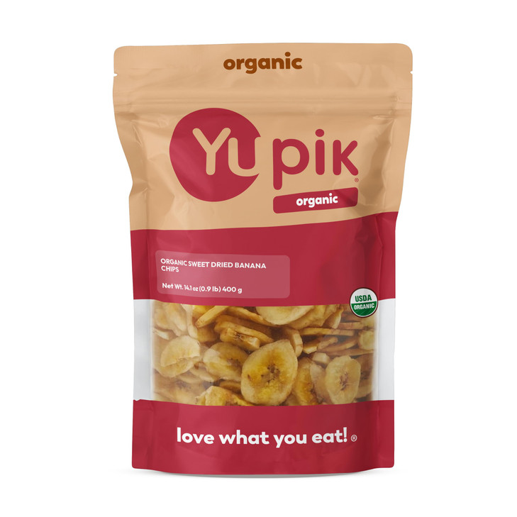 Yupik Organic Sweetened Dried Banana Chips 14.1 Oz Gluten Free Kosher Non Gmo Vegan Sliced Dried Fruits Lightly Sweetened Crunchy Snacks