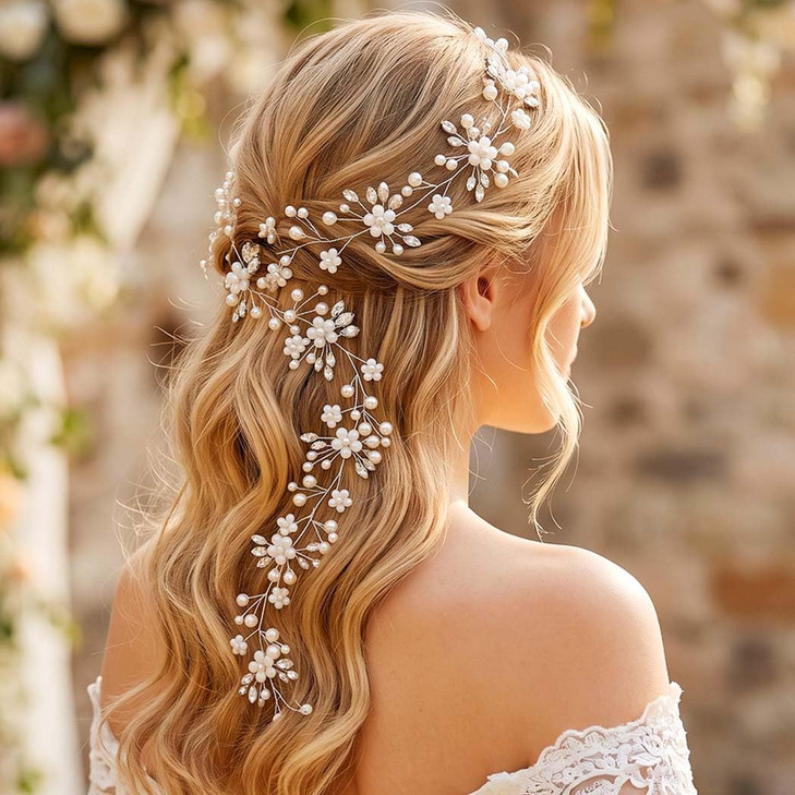 Unicra Silver Wedding Crystal Flower Hair Vine Bridal Headbands Wedding Hair Accessories For Bride Silver