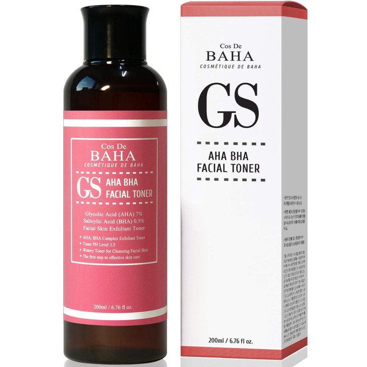 Glycolic Acid 7 Percent Aha Plus Salicylic Acid 0.5 Percent Bha Facial Toner Alcohol Free For Smoother Looking Skin 6.76 Fl Oz 200Ml