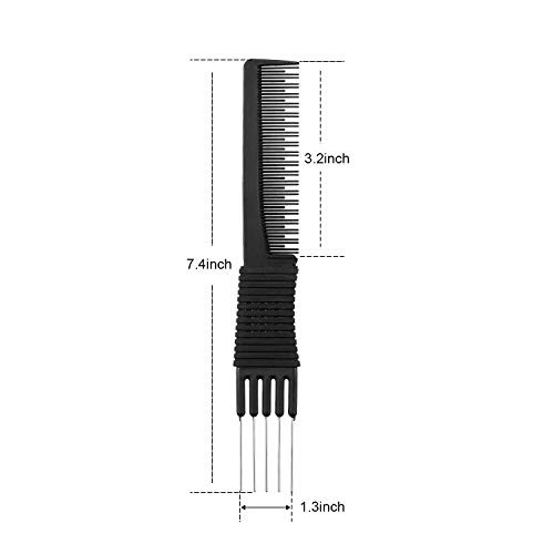 Leinuosen 2 Pack Tail Combs Black Carbon Fiber Teasing And Lifting For Rat Tails And Hair Salon Or Home Use Lift Combs