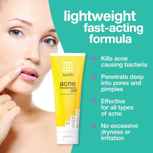 Touch 2.5 Percent Benzoyl Peroxide Acne Gel For Face And Body 8 Oz