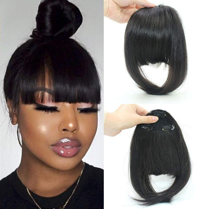 Clip In Bangs Fringe Real Human Hair Extensions With Temples