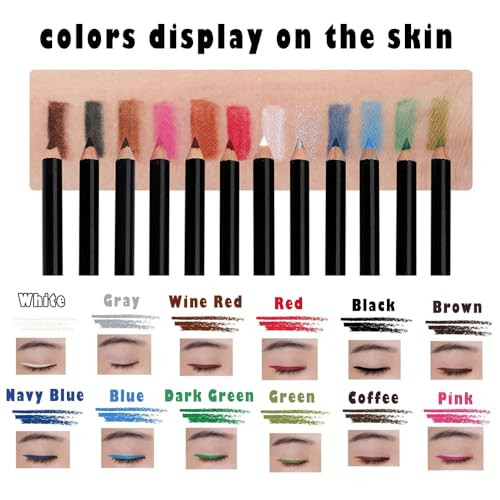 12 Shades Matte Eyeliner Pencil Set Long Lasting Colored Eye Makeup Liners