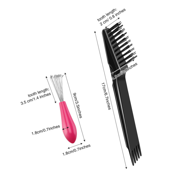 Boao 4 Pcs Hair Brush Cleaner Tool Set Dual Ended Cleaning Brushes Black