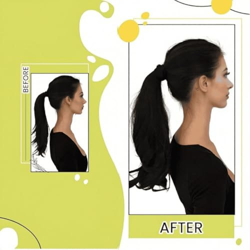 Runature Ponytail Extension Real Human Hair 20 Inch 80G 1B Natural Black