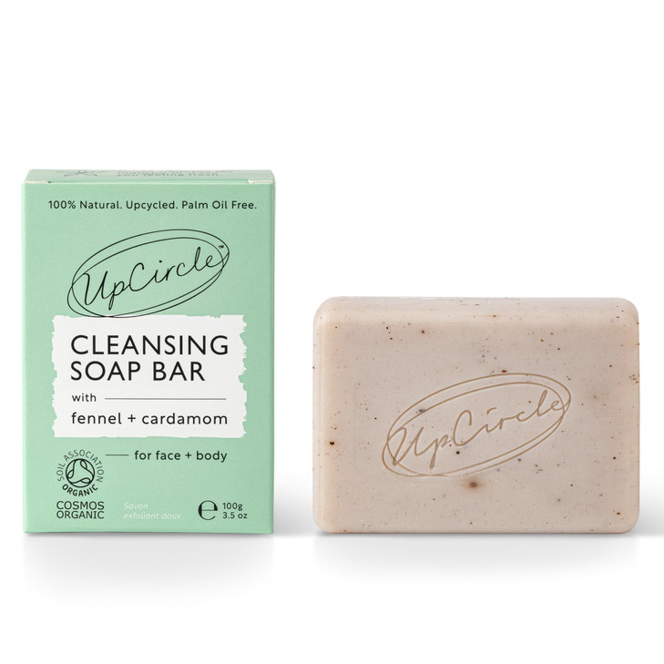 Upcircle Fennel Plus Cardamom Chai Soap Bar 3.5Oz Certified Organic Vegan Cleanser For Face And Body Green Clay Glycerin Plus Shea Butter