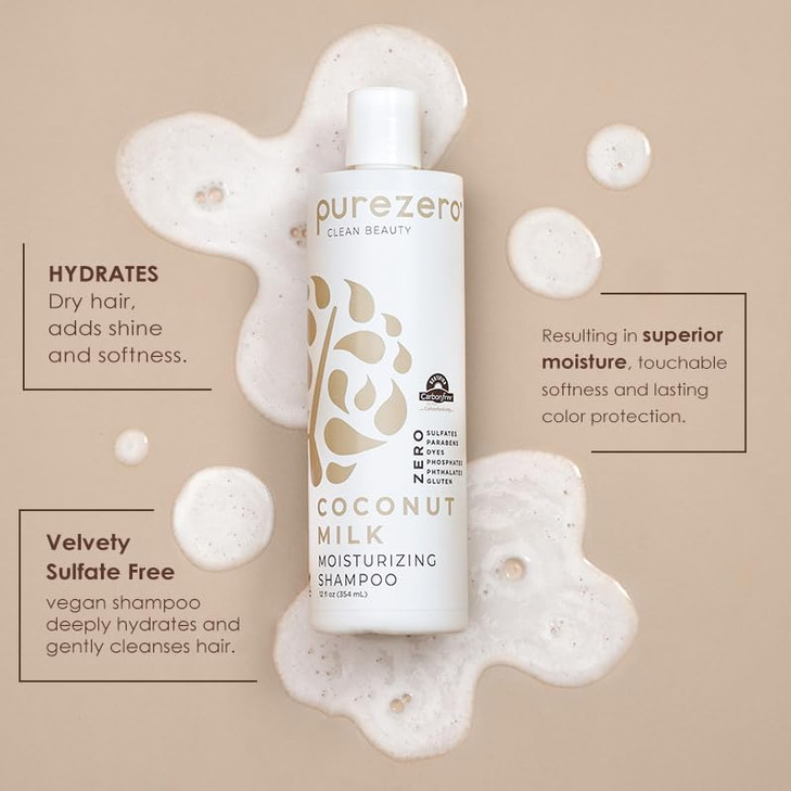Purezero Coconut Milk Shampoo And Conditioner Set 100 Percent Vegan And Cruelty Free Intense Hydration And Increase Shine Zero Sulfates