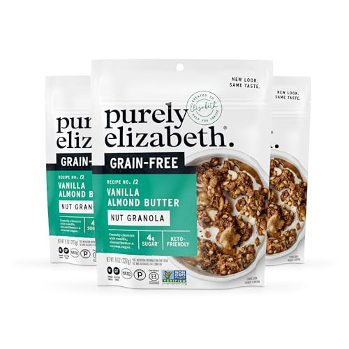 Purely Elizabeth Vanilla Almond Butter Keto Granola With Mct Oil Grain Free 3 Ct 8Oz Bags
