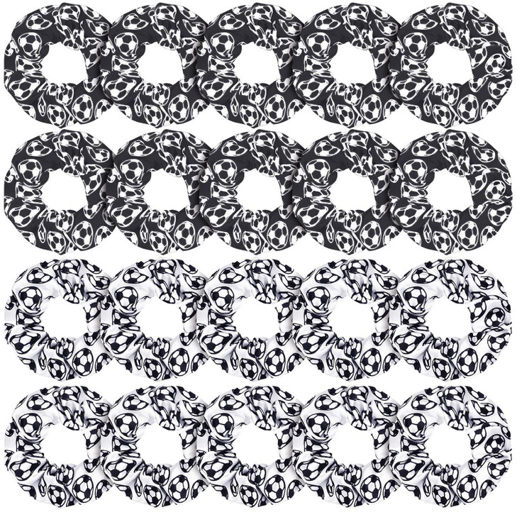 20 Pieces Soccer Hair Scrunchies Soccer Hair Ties Sport Elastic Silk Satin Scrunchies Accessories for Women, Player Team(White, Black)