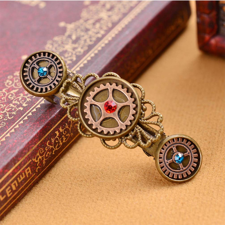 EXCEART Steampunk Hair Clip 3Pcs Vintage Gear Barrettes for Women Punk Gothic Hair Accessories Party Cosplay Costume