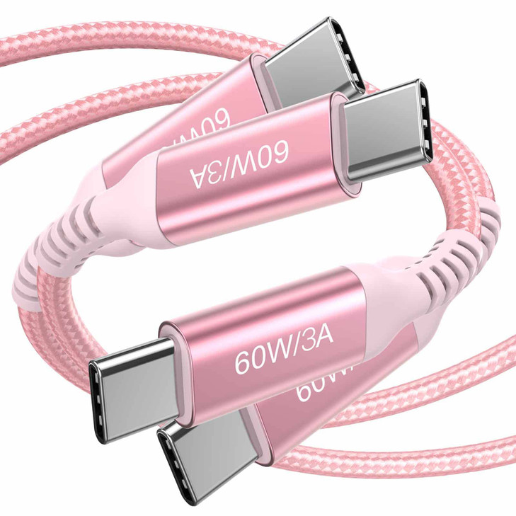 Awnuwuy USB C to USB C Cables 6ft Pink (2 Pack), 60W USB C Fast Charging Cable, Long USB Type C Cord for iPhone 15/15 Pro/15 Plus/15 Pro Max,iPad Pro
