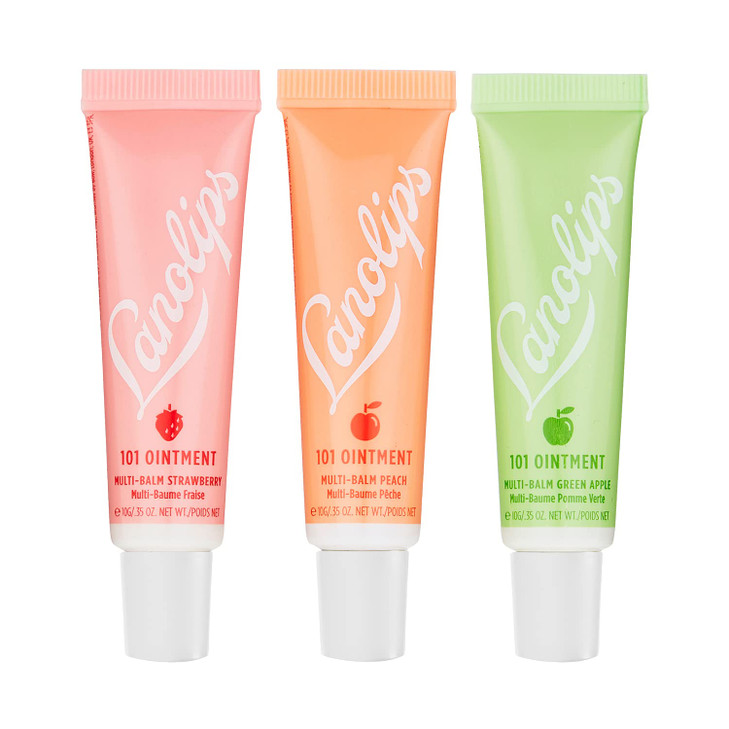 Lanolips 101 Ointment Fruities Trio Fruity Lip Balm Gift Set And Stocking Stuffer Strawberry Peach And Green Apple Flavored Lip Moisturizer