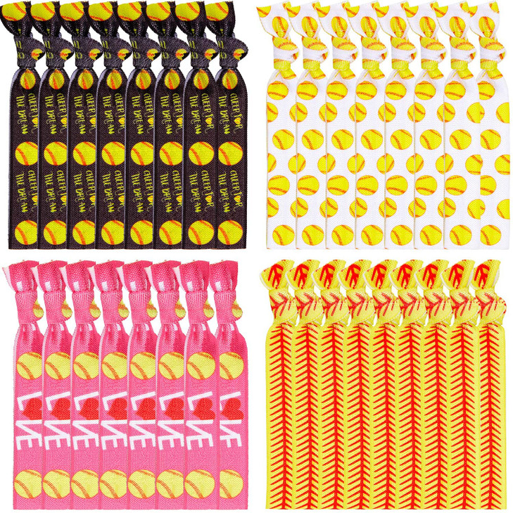 Willbond 32 Pcs Softball Hair Ties Scrunchies For Girls Team Softball