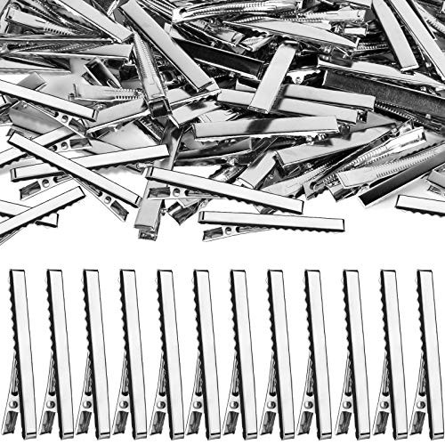 Ygdz Alligator Hair Clips 120Pcs 2.17 Inch Silver Hair Clips Single Prong Flat Metal Hair Bow Alligator Clips For Bows Making Crafts 5.5Cm