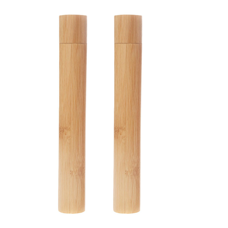 2 Pcs Natural Bamboo Toothbrush Storage Holder Empty Reusable Portable Toothbrush Case With Cover Personal Cleaning Tools Container