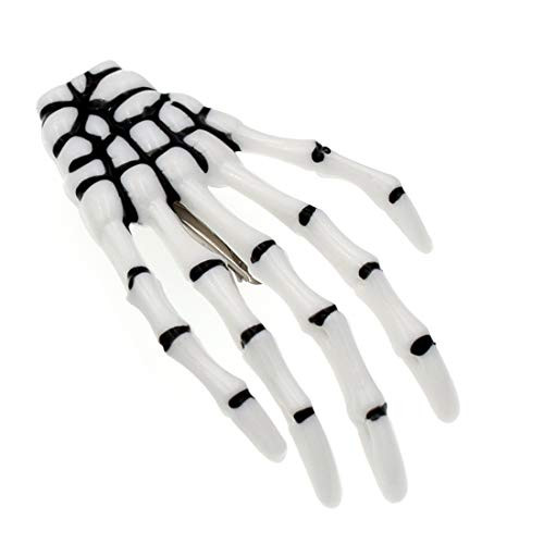 10Pcs Skeleton Hands Hair Clips 3 Inch Hand Bone Shape Hair Clips Halloween Party Hair Accessories White