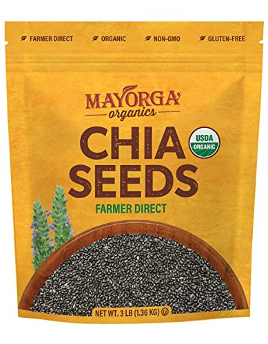 Mayorga Organic Raw Chia Seeds 3Lb Resealable Bag Superfood W Plant Based Omega 3 And Vegan Protein Usda Certified Gluten Free Non Gmo