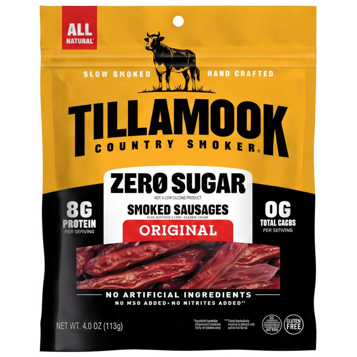 Tillamook Country Smoker Smoked Sausage Zero Sugar Original 4 Ounce 1 Pack Real Hardwood Smoked Sausages Low Carb High Protein Ready To Eat