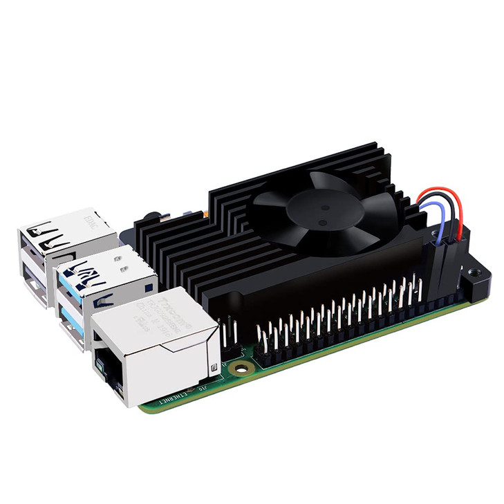 GeeekPi Aluminum Heatsink with PWM Controllable Fan for Raspberry Pi 4, Pi 4 Armor Lite Heatsink with PWM Speed Control Fan for Raspberry Pi 4 Model
