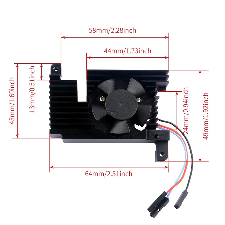 GeeekPi Aluminum Heatsink with PWM Controllable Fan for Raspberry Pi 4, Pi 4 Armor Lite Heatsink with PWM Speed Control Fan for Raspberry Pi 4 Model
