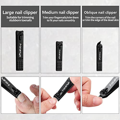 Nail Clippers,3 Piece Toenail Clippers Fingernail Clipper Nail Clippers for Men Women Adult, Nail Cutter Nail Clippers Set for Thick Toenails & Nails