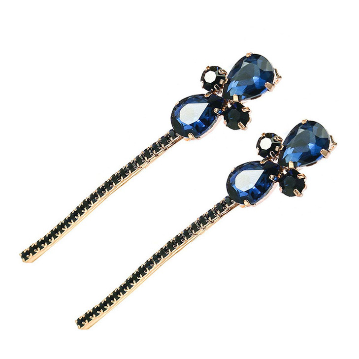 2Pcs Women Lady Vintage Imitation Crystal Rhinestone Alloy Barrettes Side Clip Hairpin Hair Clip Bobby Pins Hair Accessories For Wedding