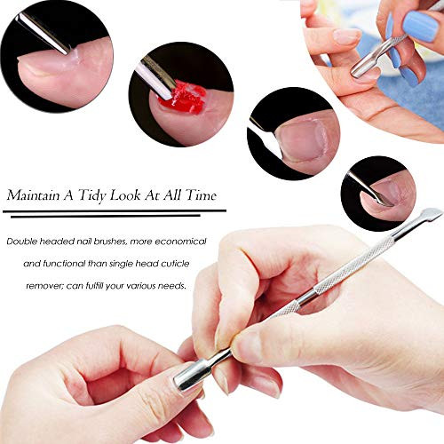 10Pcs Cuticle Pusher Remover And Cutter Creatiee Double Ended Stainless Steel Cuticle Cleaner Nail Gel Polish Removal Manicure Pedicure Nail