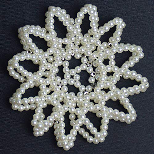 Teensery Crochet Pearl Rhinestone Hair Snood Elastic Hair Net For Women And Girls Ballet Dance Skating White 1 Count