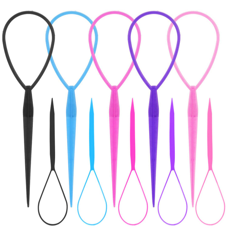 Wsyub Topsy Tail Tools 10Pcs Hair Styling Accessories French Braid Tool Loop For Girls 5 Colors Large And Trumpet Sizes