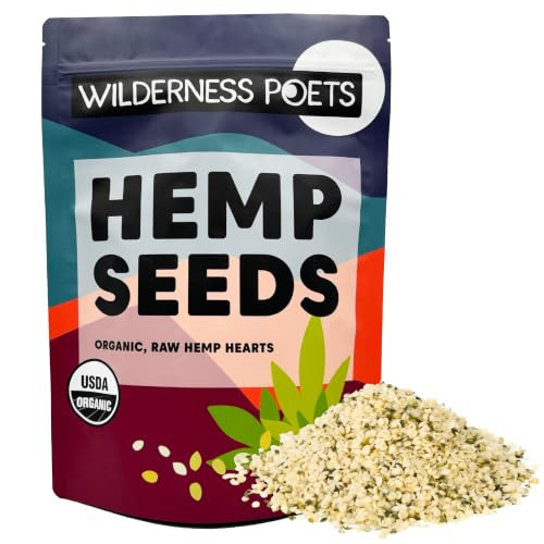 Wilderness Poets Hulled Hemp Seeds Organic Raw Hemp Hearts 32 Ounce 2 Pound
