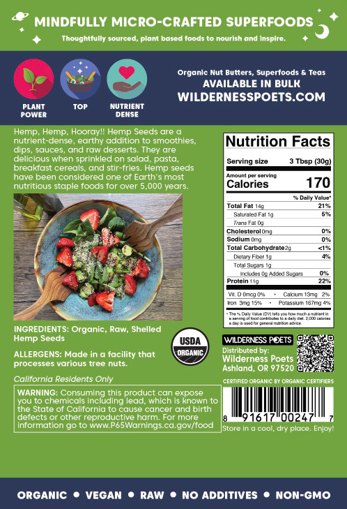 Wilderness Poets Hulled Hemp Seeds Organic Raw Hemp Hearts 32 Ounce 2 Pound