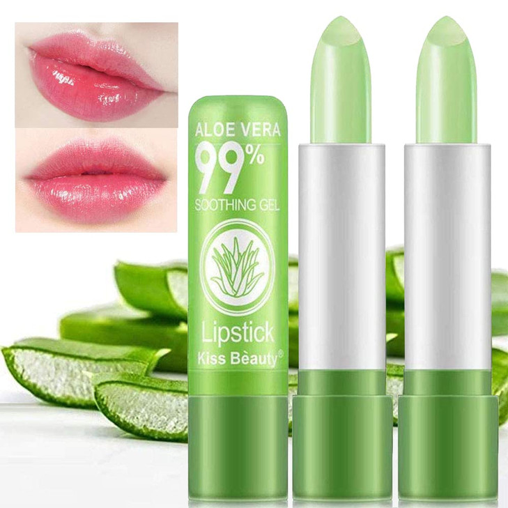 Firstfly 2 Pack Aloe Vera Lipstick Nutritious Color Change Lip Balm Tinted