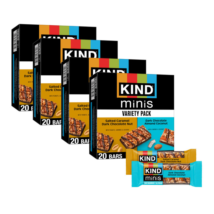 Kind Mini Snack Bars Variety Pack Gluten Free Low Sugar Low Calorie Snacks Dark Chocolate Nuts And Sea Salt Caramel Almond And Sea Salt Dark