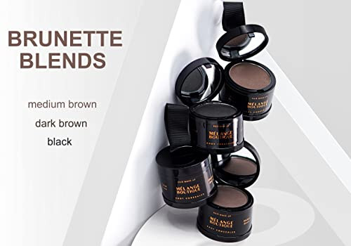 MELANGE BOUTIQUE Hairline Powder Instant Formula (Dark brown) - Root Touchup for Gray Hair, Concealer for Thinning & Bald Spots