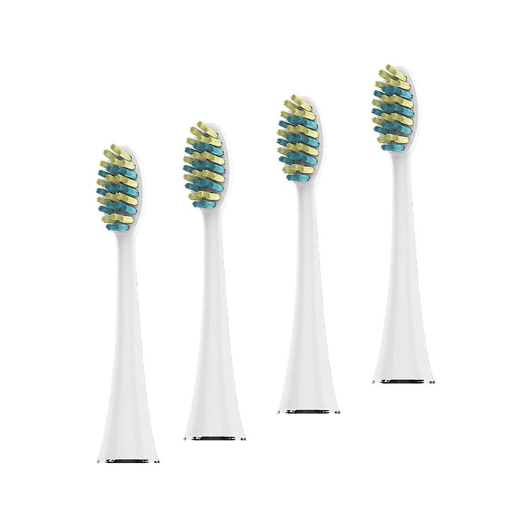Voom Sonic White Pro 7 Series Replacement Toothbrush Heads 4 Count Soft Dupont Nylon Bristles Electric Toothbrush Replacement Brushes