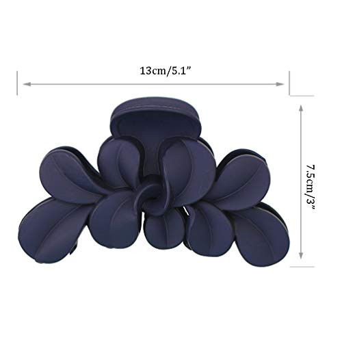 2 Pcs 5.1 Inch Jumbo Plastic Hair Claw Clips Stylish Leaves Shaped No Slip Jaw Clamp Hair Accessories For Girls And Women Matt Black And