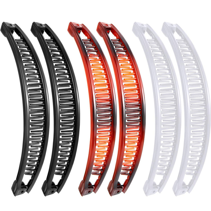 Willbond 6 Pcs Banana Clip Hair Clincher Combs Brown White Black