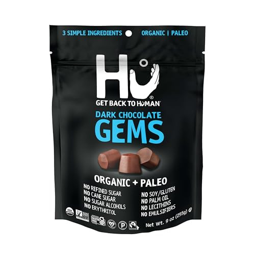 Hu Gems Chocolate Chips Vegan Snacks 9Oz Organic Paleo Dark Chocolate Baking Chips Great For Baking And Snacking Non Gmo Kosher Chocolate