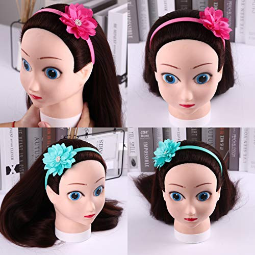 Wanyu 10 Pcs Flower Bow Headbands For Girls Toddler Headbands Chiffon Floral Kids Hair Bands Sparkle Cute 3.5 Inch Bow Headpiece Diademas