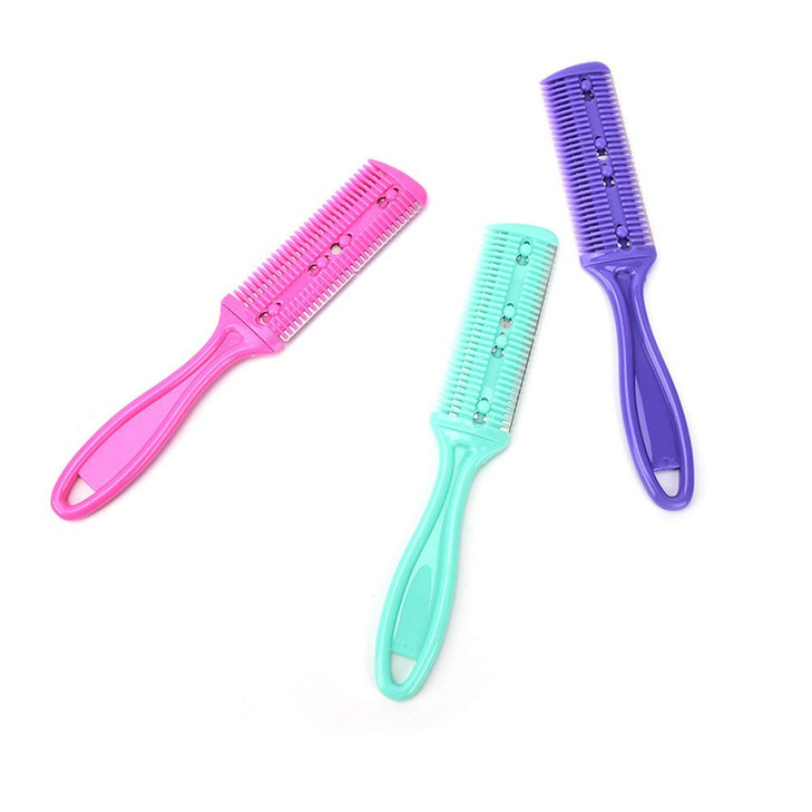 Professional 3 Pcs Double Edge Razor Blades Trimmer Razor Dual Side Cutting Scissors Diy Hair Thinning Comb Slim Haircuts Cutting Tool