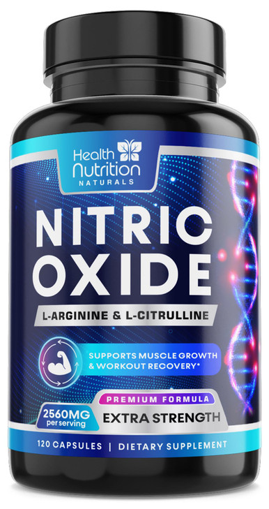 Nitric Oxide Booster 2560mg - Extra Strength L Arginine & Citrulline Supplement for Men & Women - Premium Muscle Supporting Nitric Booster - Natural