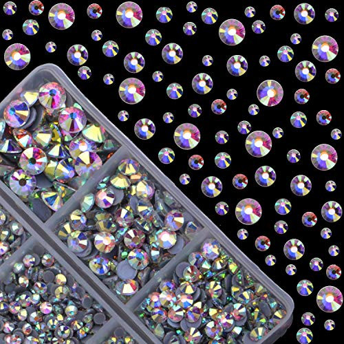 4000Pcs Hot Fix Round Crystals Gems Glass Stones Hotfix Flat Back Rhinestones Crystal Ab