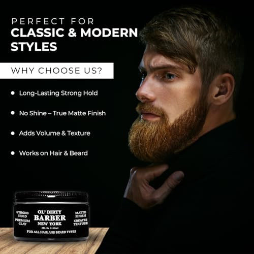 Ol Dirty Barber Nyc Styling Highland Hair Clay For Men 4Oz Matte Clay Hair Product Men Strong Hold Water Based Frizz Control Long Lasting