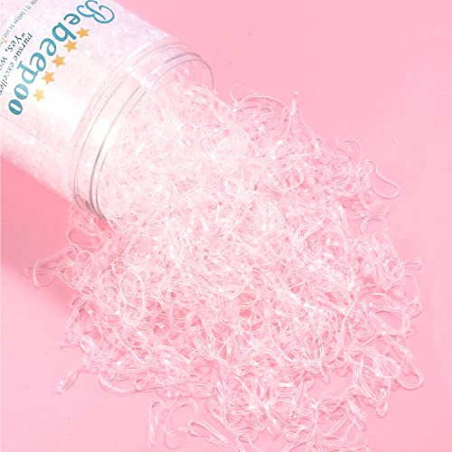 Clear Hair Elastics Bebeepoo 2500Pcs Rubber Bands For Hair Clear Mini Elastic Rubber Hair Bands Small Hair Tties Strong Reuseable