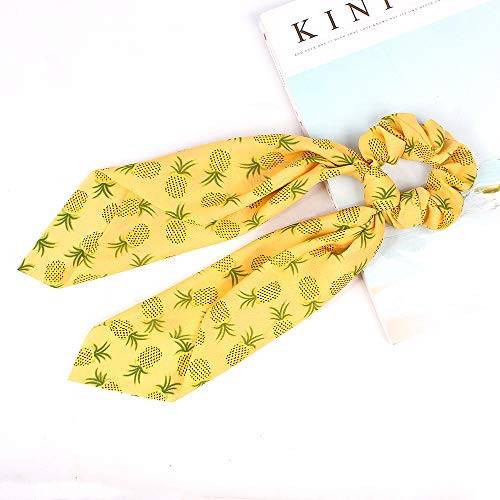 4 Pack Fruits Print Hair Scarf Scrunchies Strawberry Pineapple Hair Scarves Ponytail Holder Scrunchy Ties Chiffon Floral Scarf Scrunchies