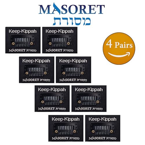 The Original Masoret Keep Kippah Hair Clip Set 4 Pair Durable Metal Head Fasteners With Matching Comb For Jewish Kippot Kipa Yamaka Yarmulke