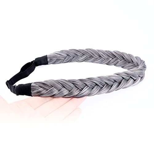 Diguan 2 Strands Synthetic Hair Braided Headband Classic Chunky Plaited Braids Elastic Stretch Hairpiece Women Girl Beauty Accessory 54G